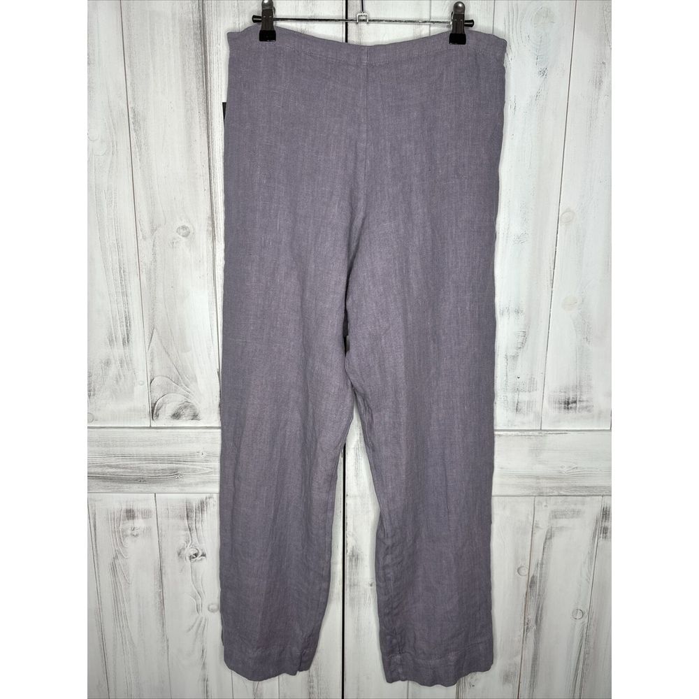 NWT WOMENS BRYN WALKER HEAVY LINEN FLAT FRONT ELASTIC WAIST PANTS MALIBU BLUE S